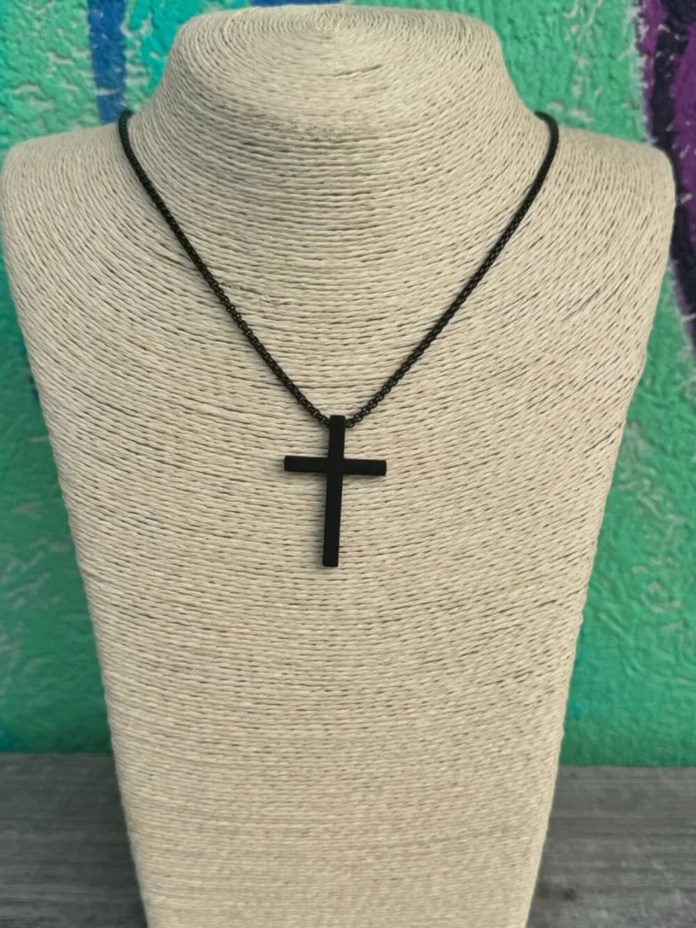 The Savior's Love - Men's Unisex Black Cross Necklace